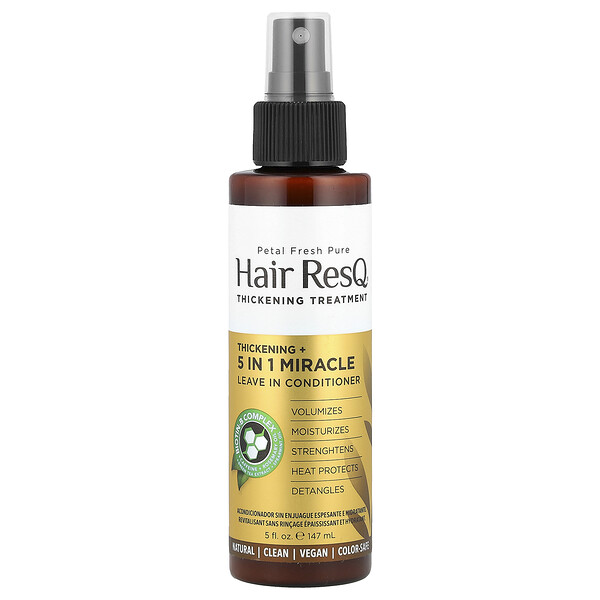 Hair ResQ®, Thickening + 5 in 1 Miracle Leave in Conditioner , 5 fl oz (147 ml) Petal Fresh