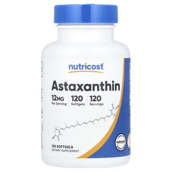 Astaxanthin , 12 mg, 120 Softgels Nutricost