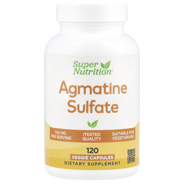 Agmatine Sulfate, 750 mg, 120 Veggie Capsules (Капсулы на растительной основе) Super Nutrition