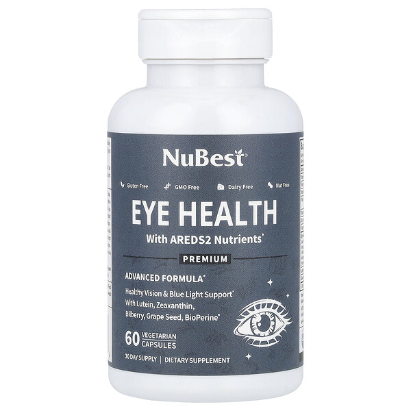 Eye Health With AREDS2 Nutrients, 60 Vegetarian Capsules NuBest