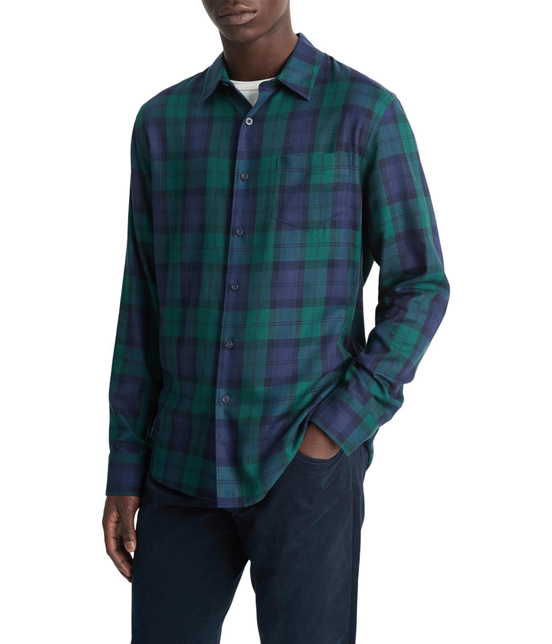 Мужская Повседневная рубашка Vince Castaic Plaid Long Sleeve Vince