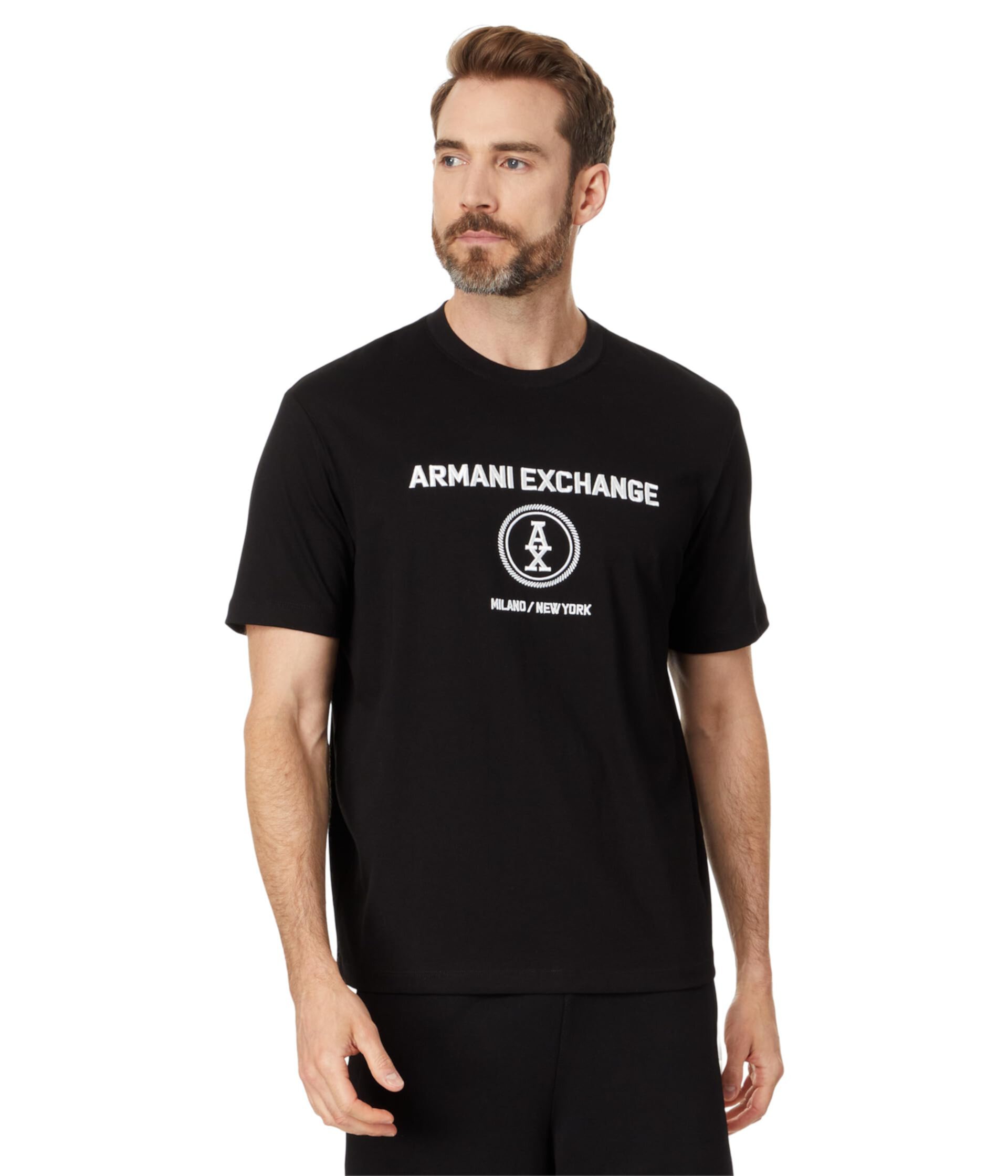 Мужская Футболка AX ARMANI EXCHANGE Stacked Ax Logo With Circle Regular Fit Tee AX ARMANI EXCHANGE