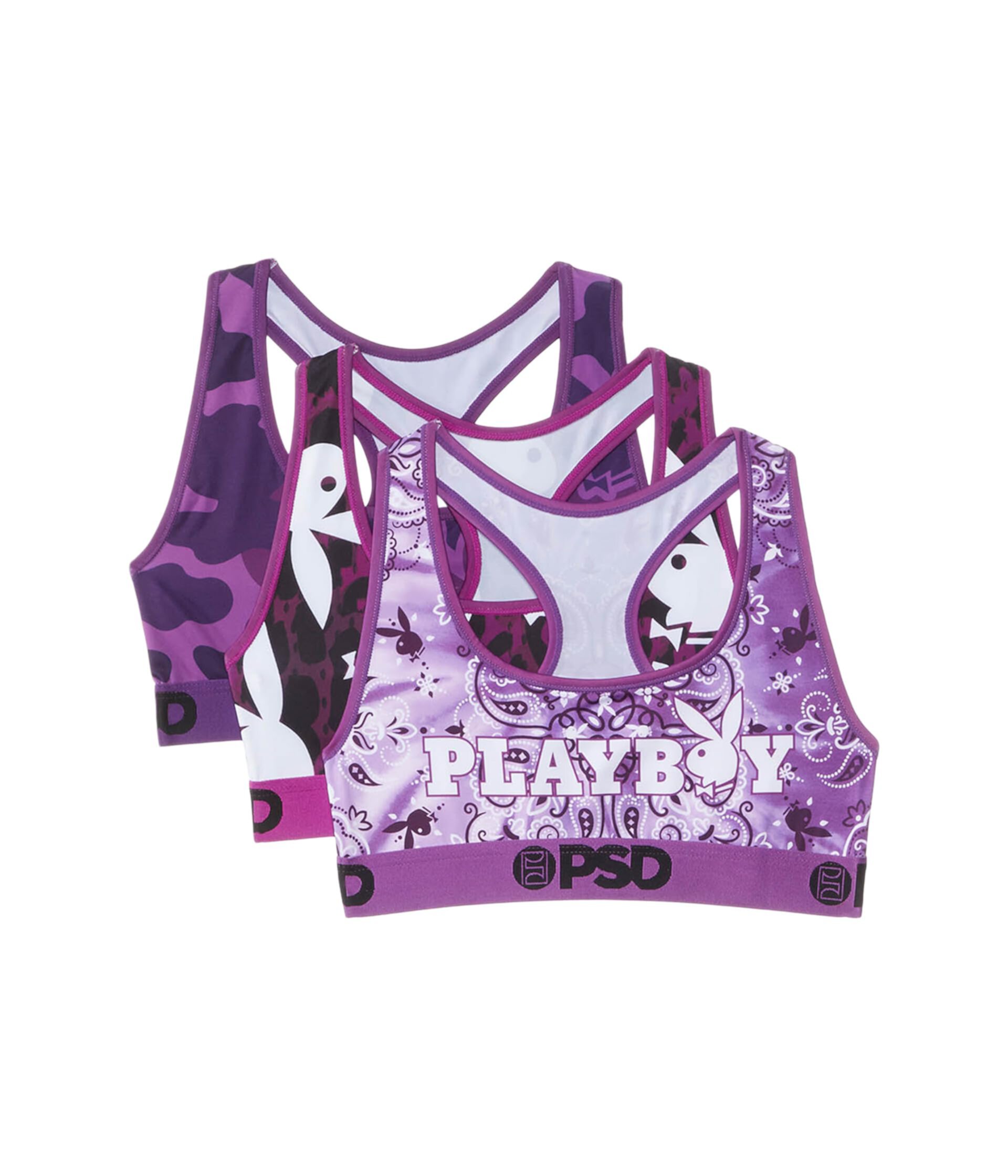 Женский Бюстгальтер PSD Playboy Purp Sports Bra 3-Pack Box PSD