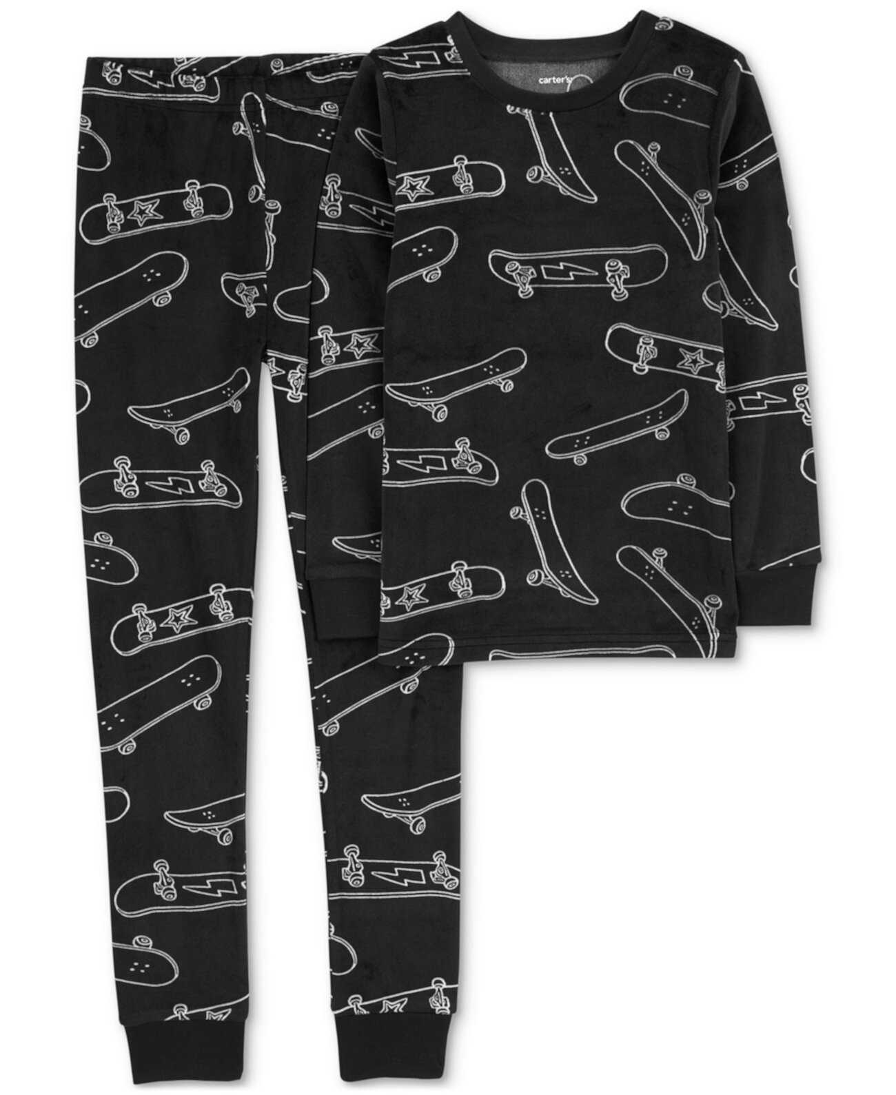 Little & Big Boys Skateboard-Print Fleece Pajamas, 2 Piece Set Carter's