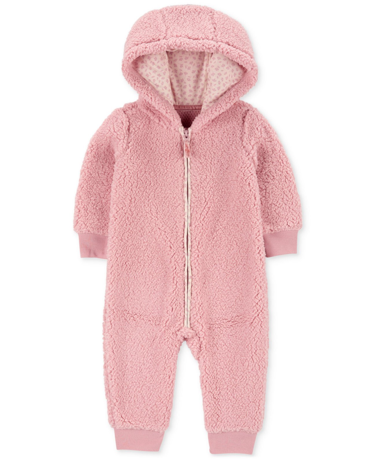 Baby Girls Hooded Faux-Sherpa Jumpsuit Carter's