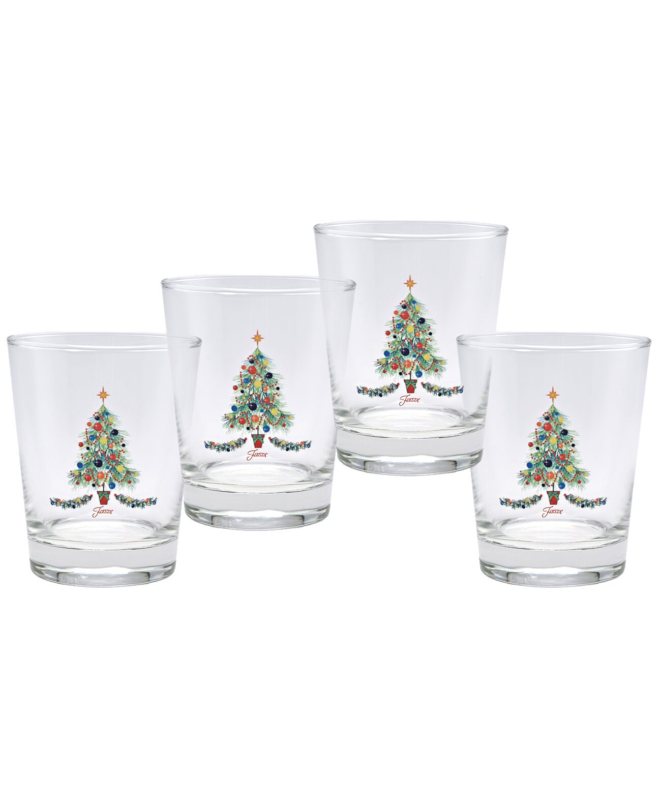 Christmas Tree DOF Double Old-Fashioned Glass, Set of 4 FIESTA