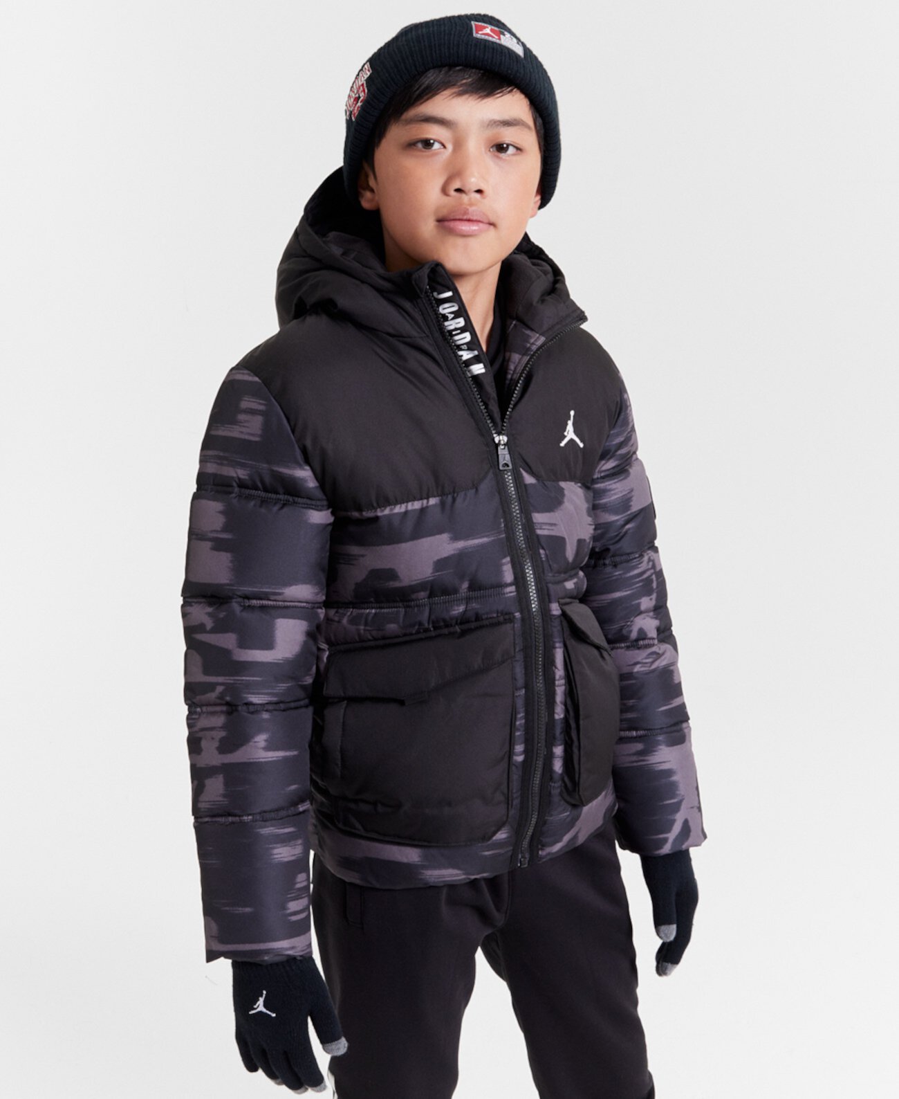 Big Boys Printed Full-Zip Hooded Puffer Jacket Jordan