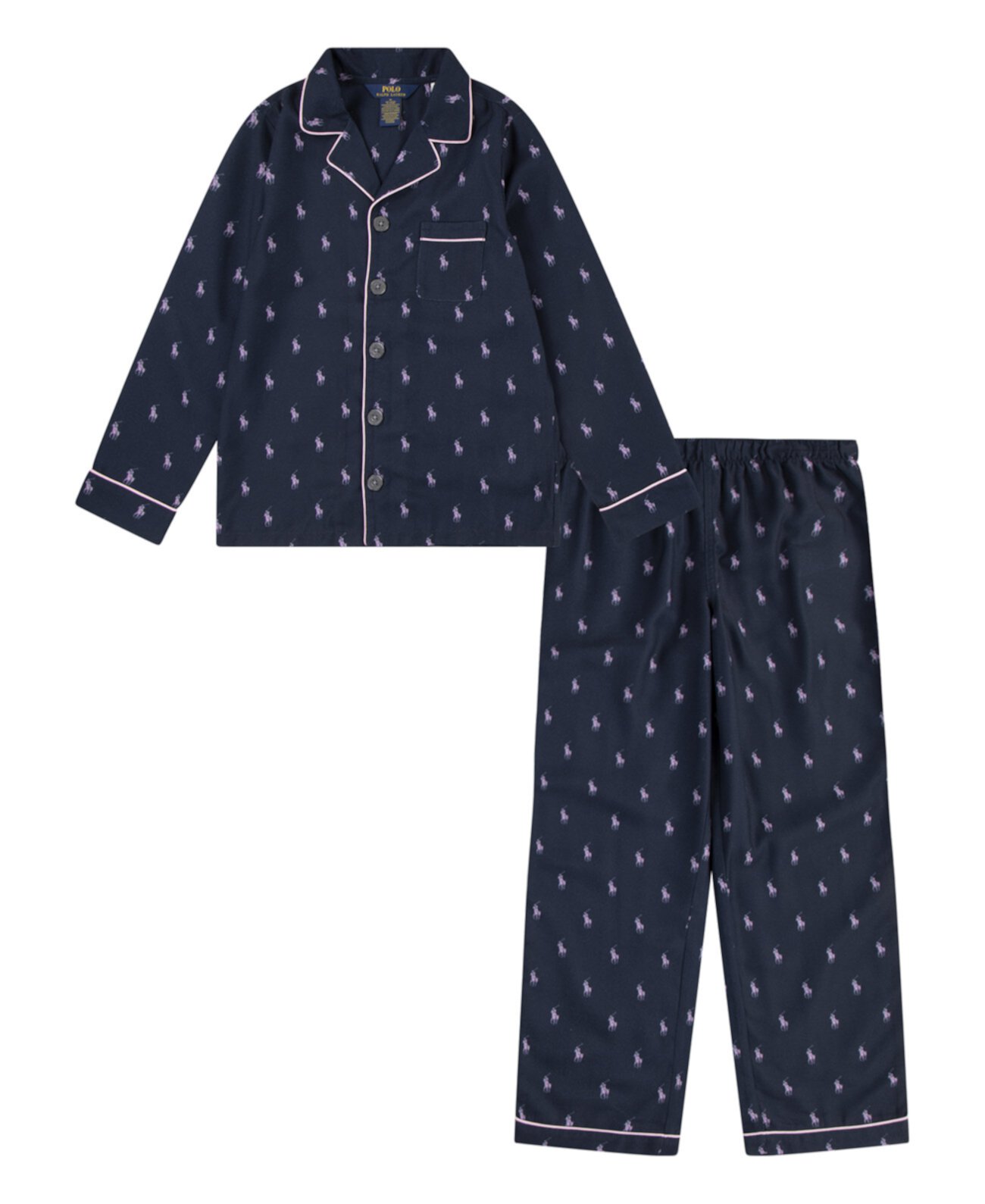 Big Girls Woven Long Sleeve Pajamas, 2-Piece Set Ralph Lauren