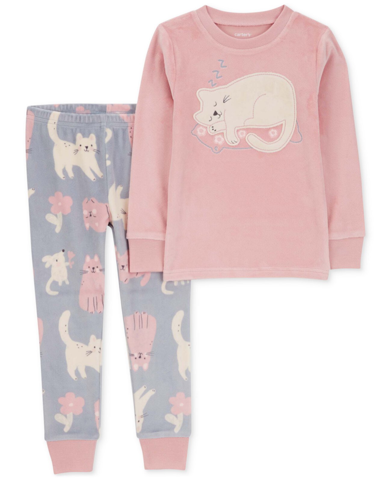 Toddler Girls Cat Fuzzy Velboa Pajamas, 2 Piece Set Carter's