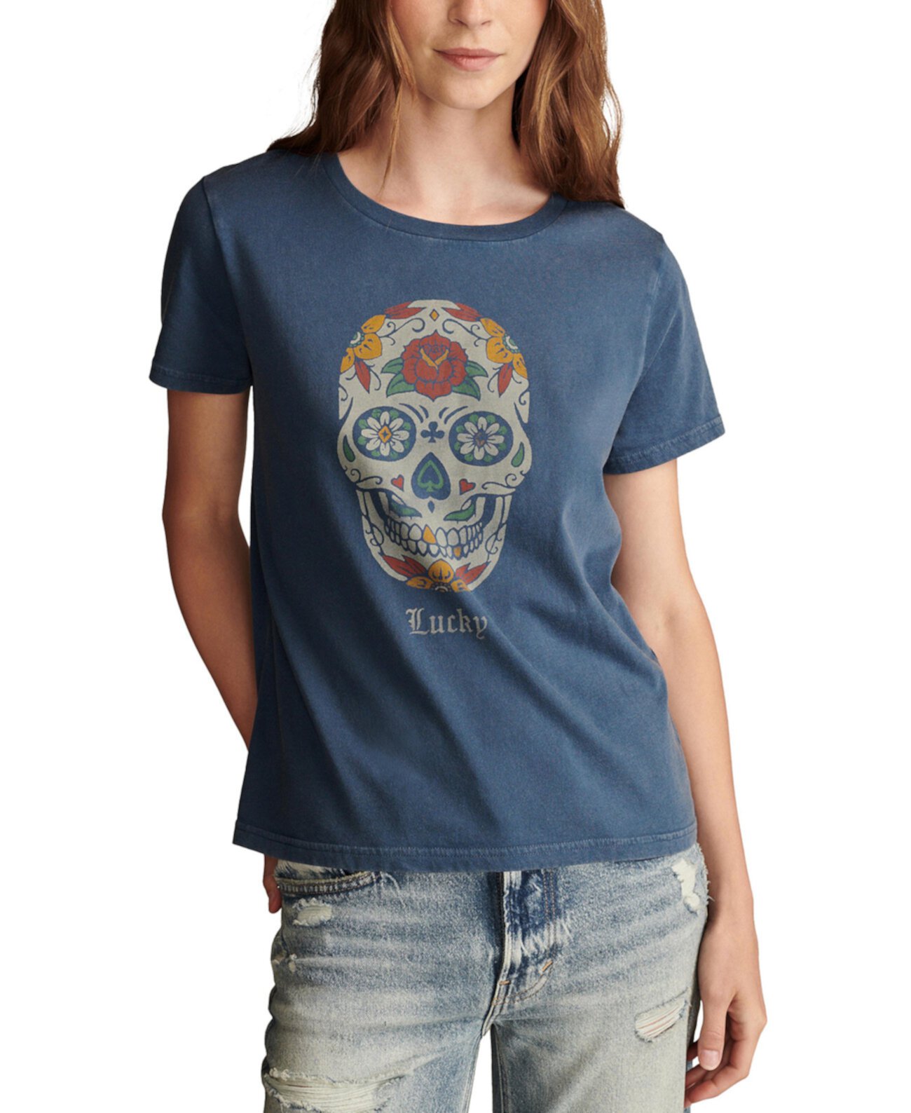 Женская Футболка Lucky Brand Sugar Skull Lucky Brand