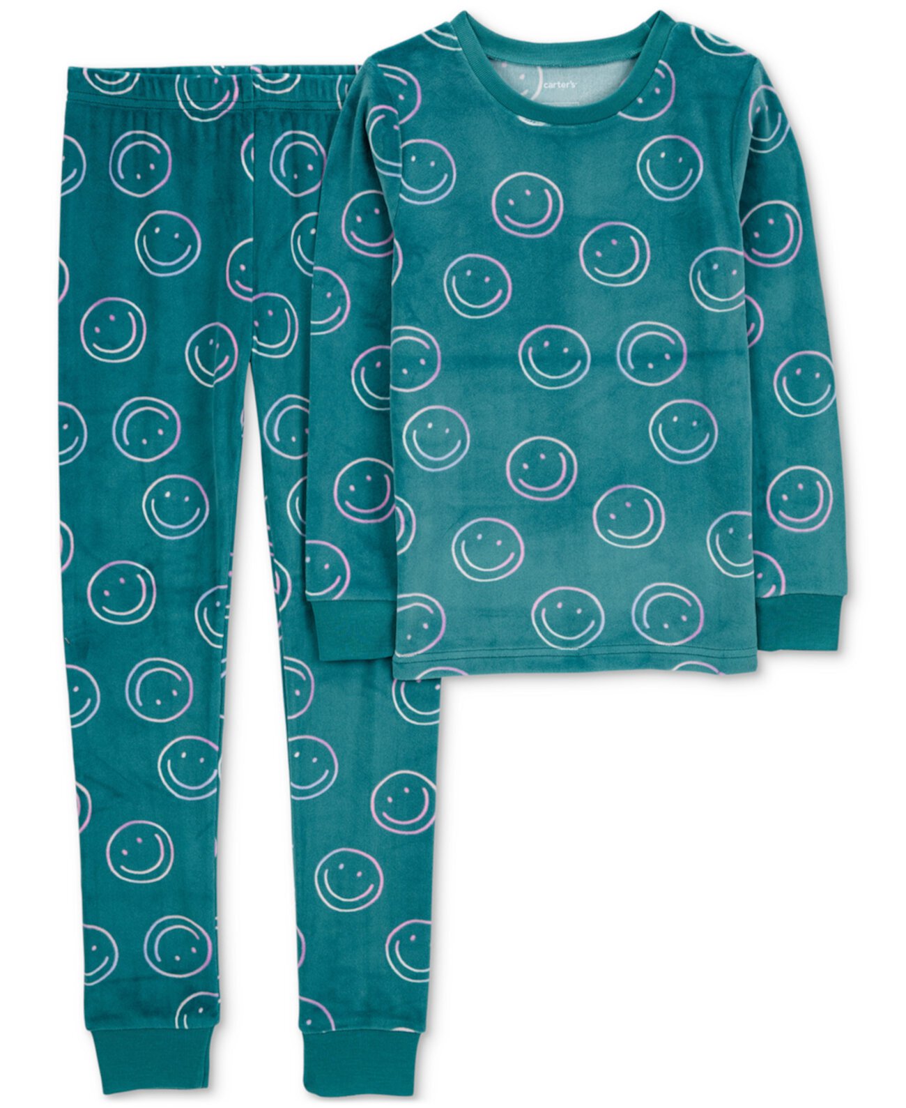 Little & Big Girls Smile Face Fuzzy Velboa Pajamas, 2 Piece Set Carter's