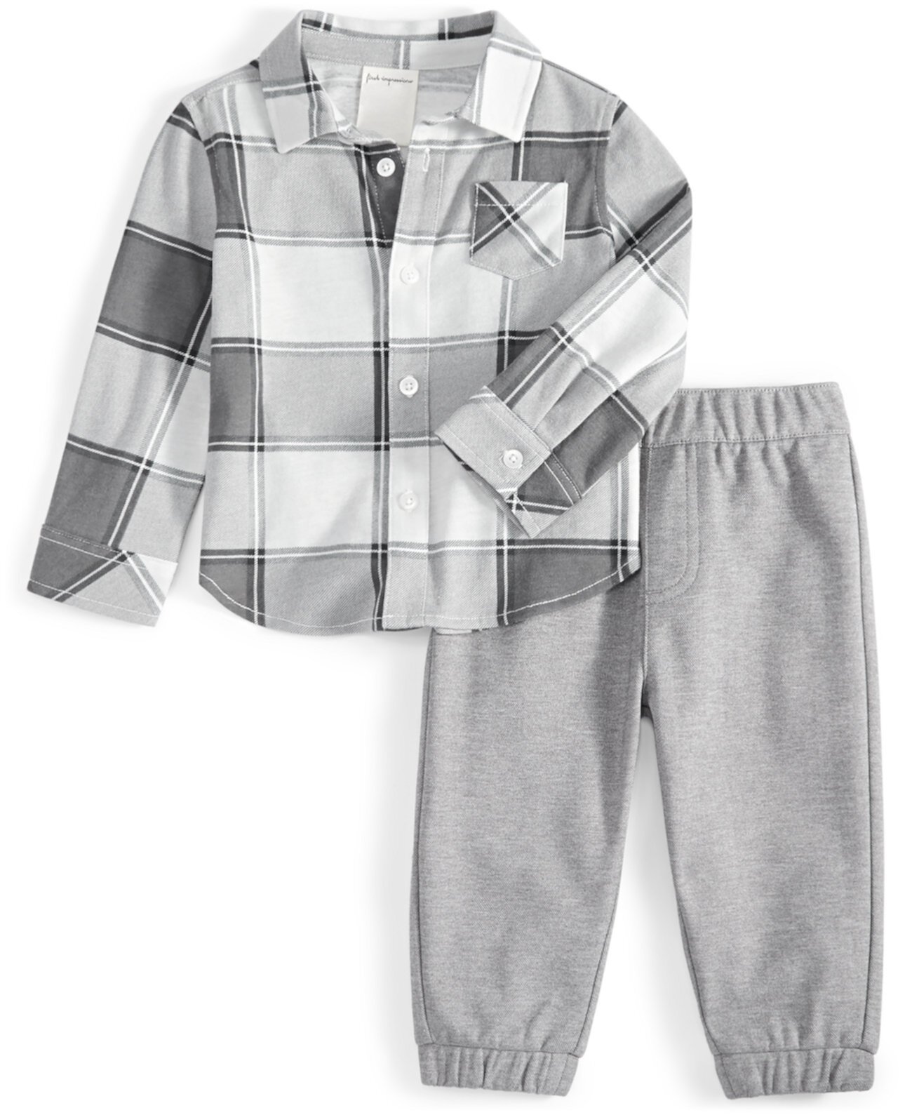 Baby Boys Nordic Plaid Button-Down Shirt & Solid Pants, 2 Piece Set, Created for Macy's First Impressions