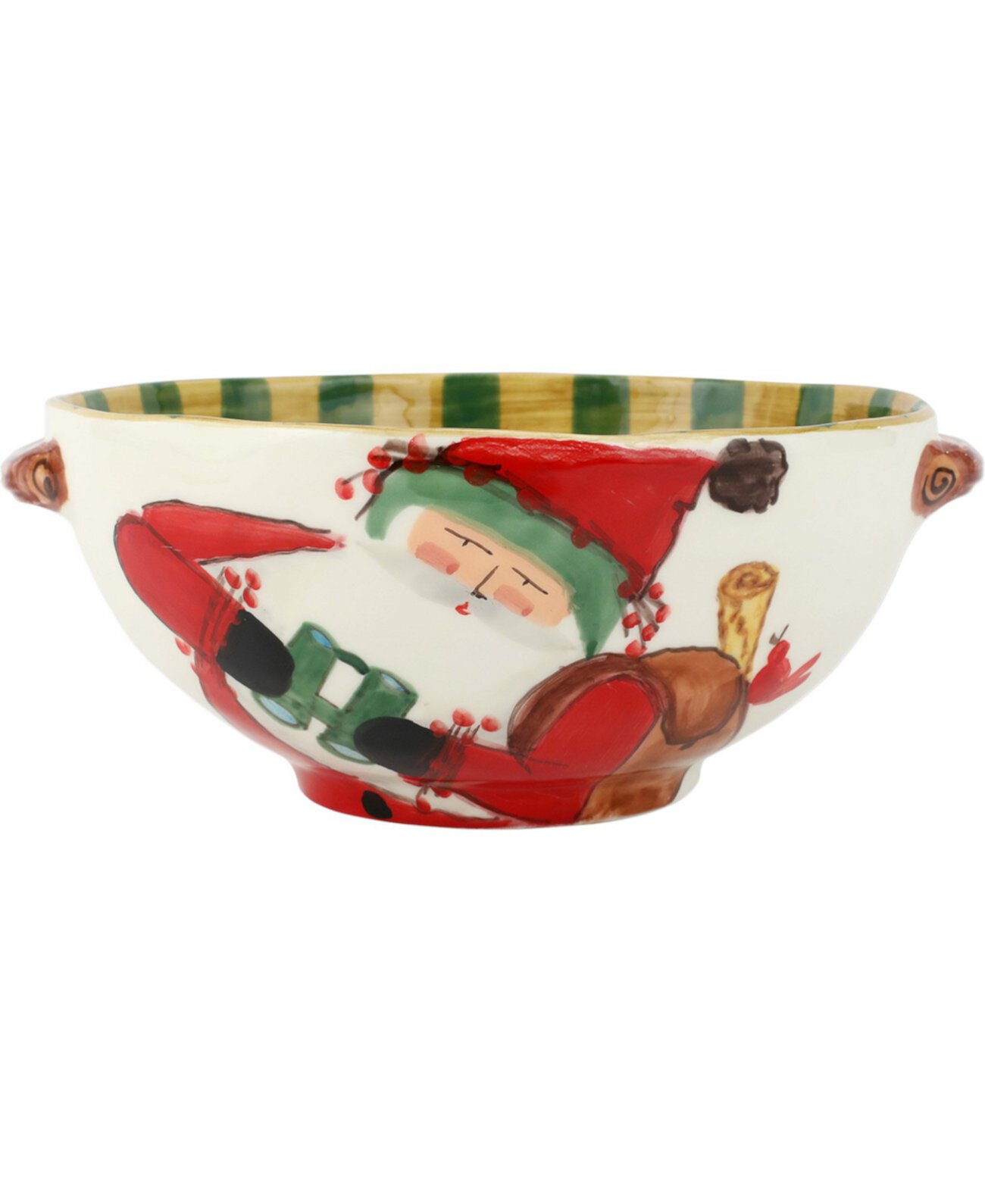 Old St. Nick Handled Bowl with Bird Watcher VIETRI