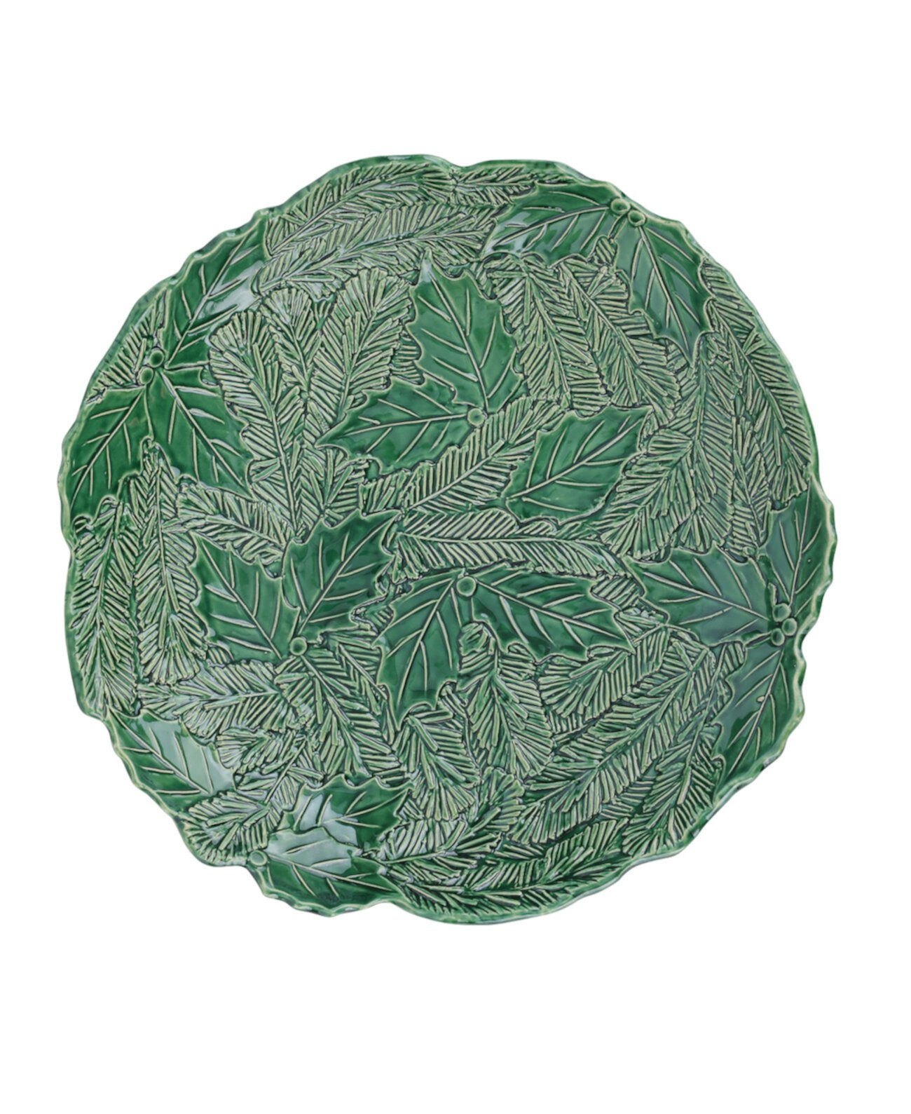 Lastra Holiday Green Figural Shallow Bowl VIETRI