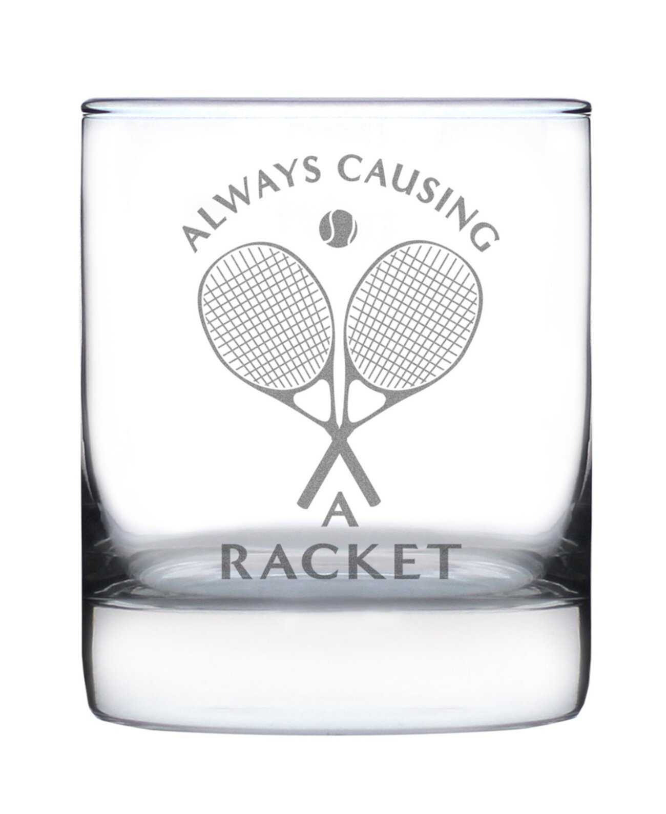 Causing a Racket - Whiskey Rocks Glass Bevvee