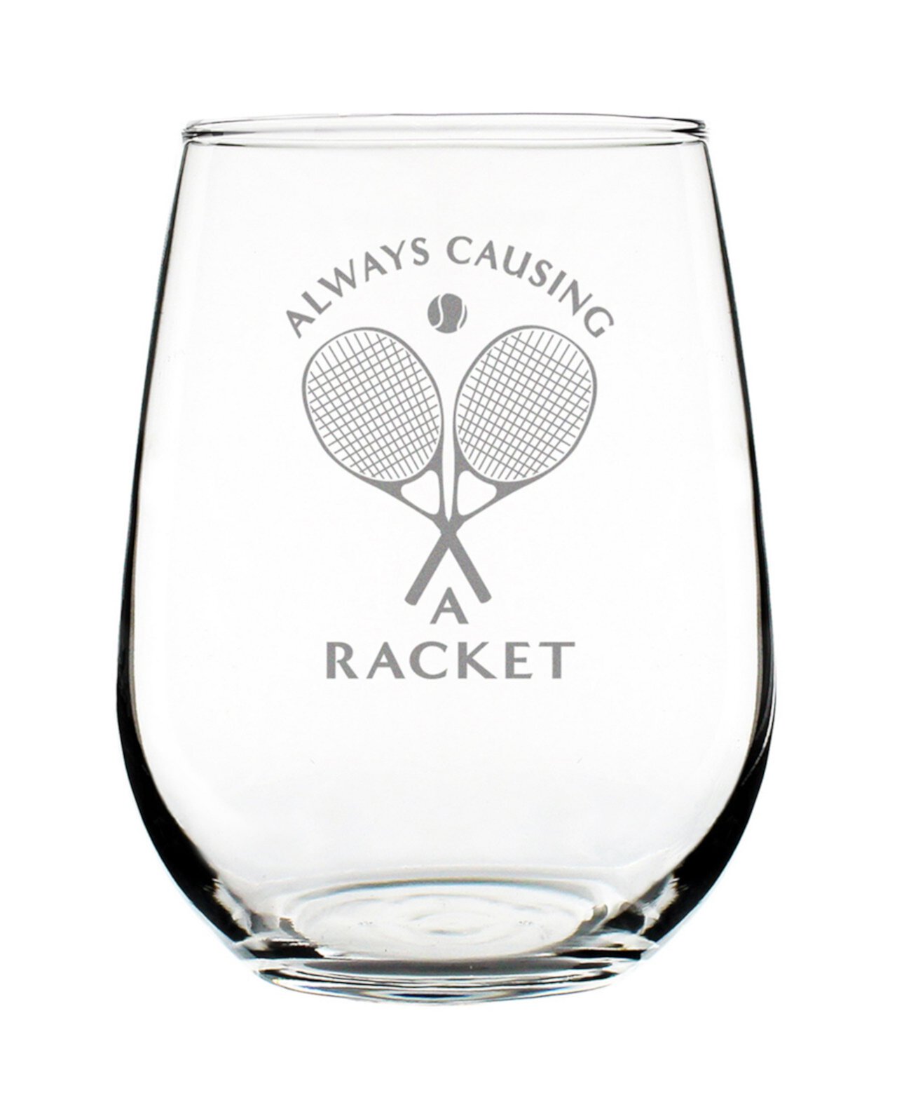 Causing a Racket - Stemless Wine Glass Bevvee