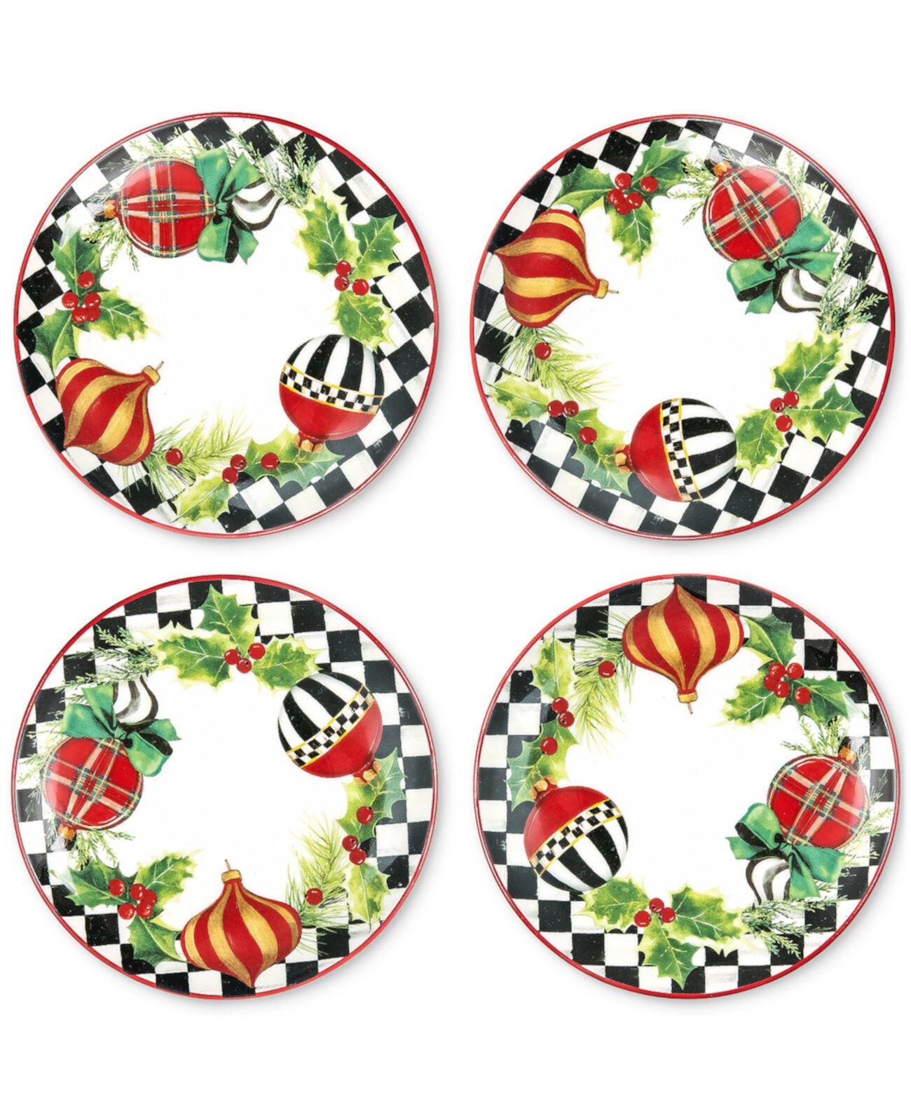 Deck the Halls Appetizer Plates, Set of 4 MacKenzie-Childs