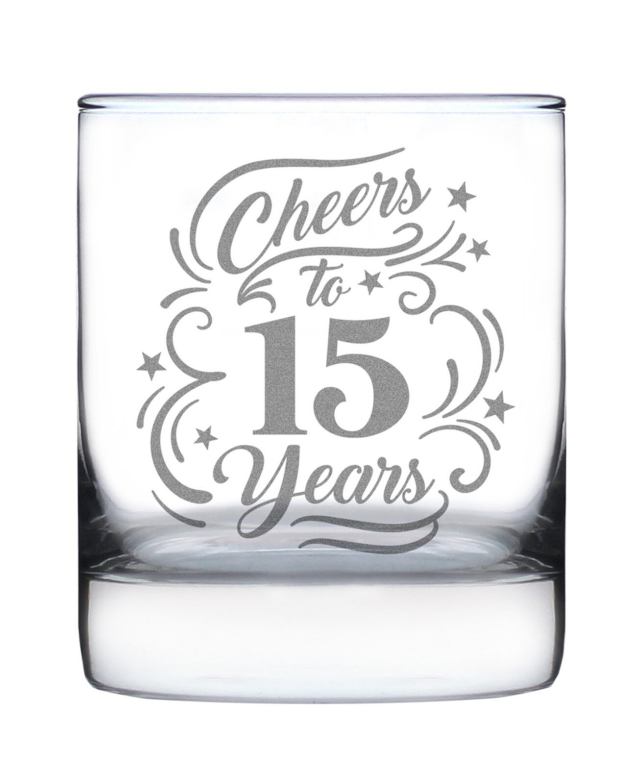 Cheers to 15 Years - Whiskey Rocks Glass Bevvee