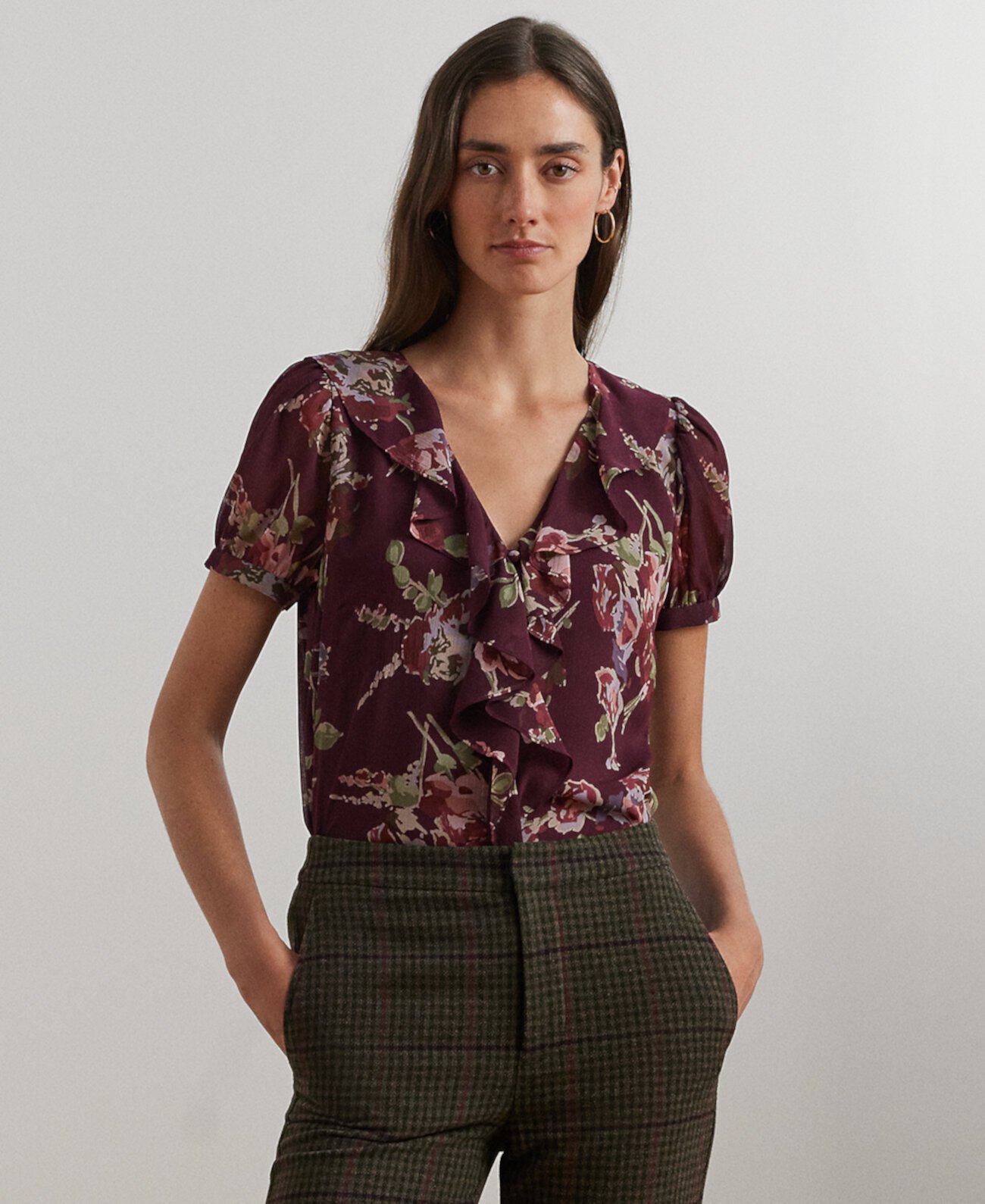 Женская Блузка LAUREN Ralph Lauren Petite Floral Puff-Sleeve Top LAUREN Ralph Lauren