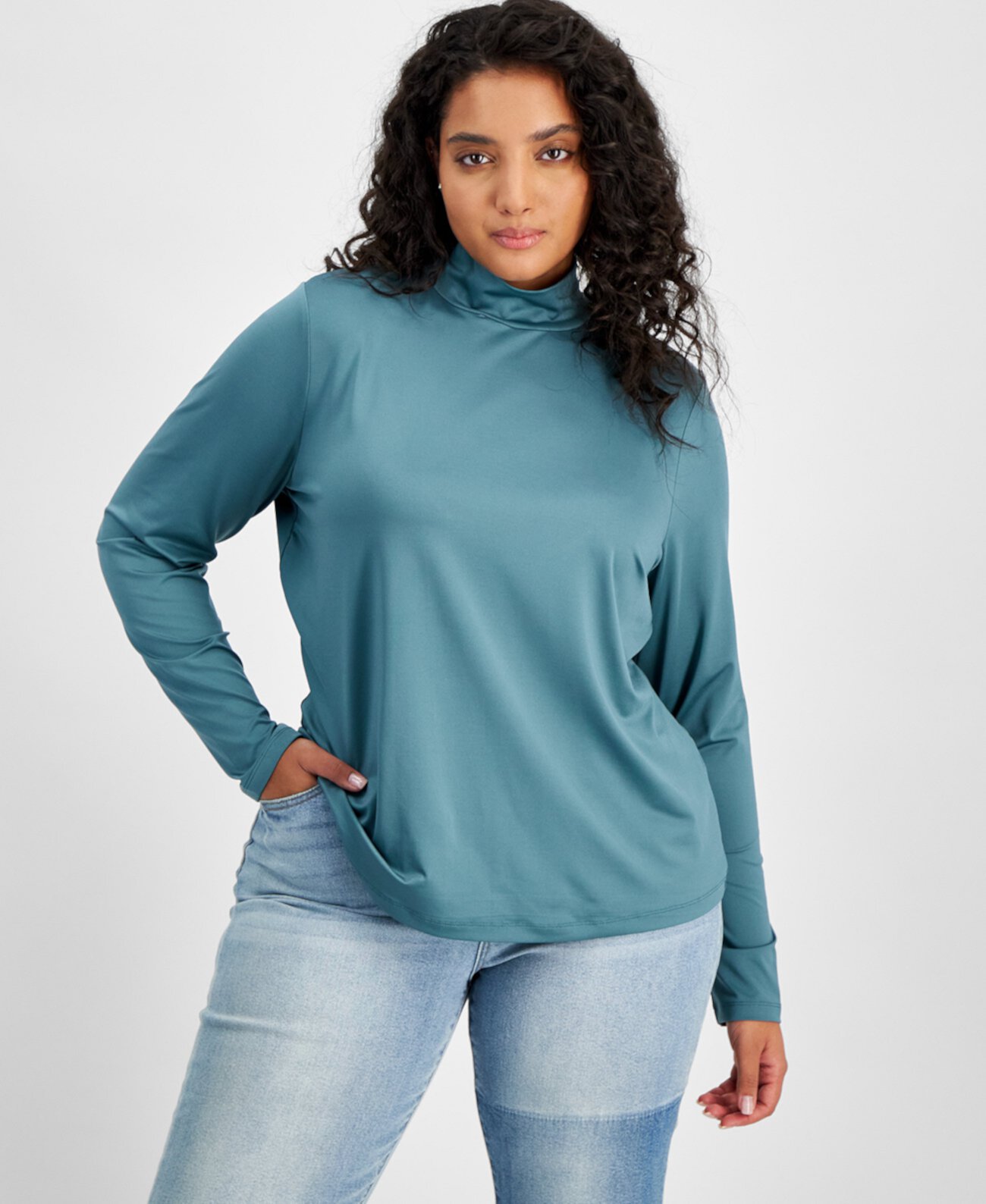 Trendy Plus Size Mock-Neck Long-Sleeve Top And Now This