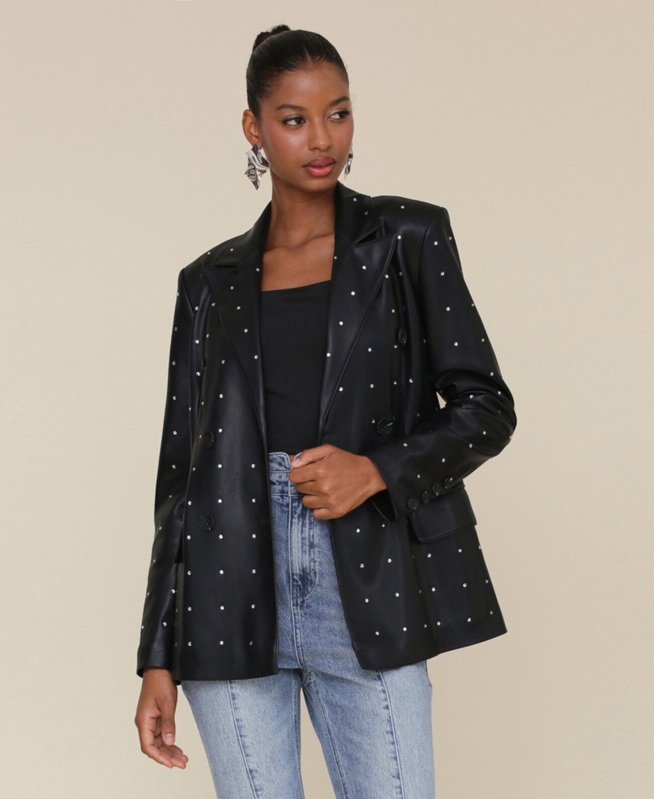 Women's Double-Breasted Diamanté Blazer Avec Les Filles