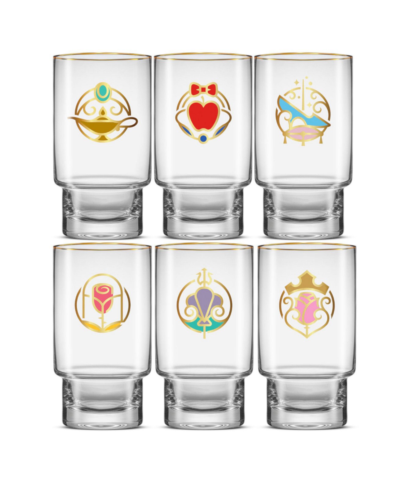 Disney Princess Iconic Tall Drinking Glasses, Set of 6 JoyJolt