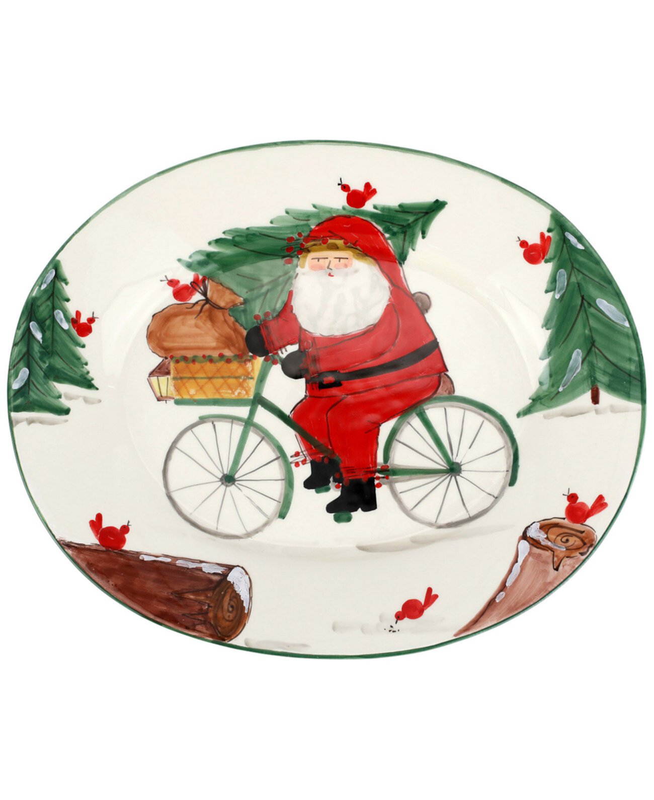 Old St. Nick Large Oval Platter with Bicycle VIETRI