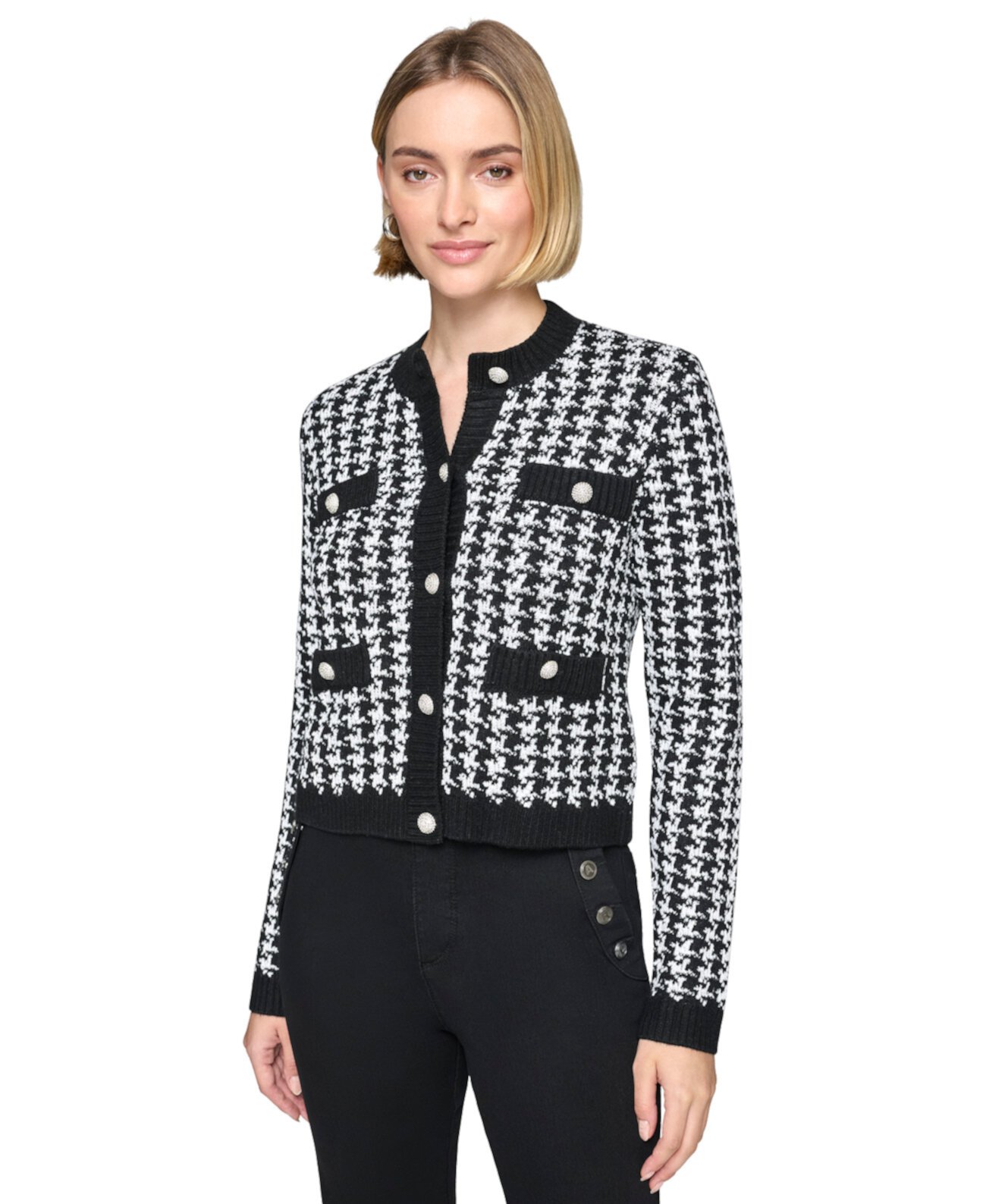 Женский Кардиган Karl Lagerfeld Paris Petite Houndstooth Karl Lagerfeld Paris