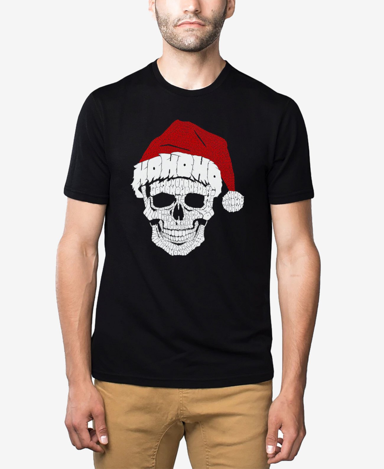 Мужская Повседневная рубашка LA Pop Art Santa Skull Premium Blend Word Art LA Pop Art