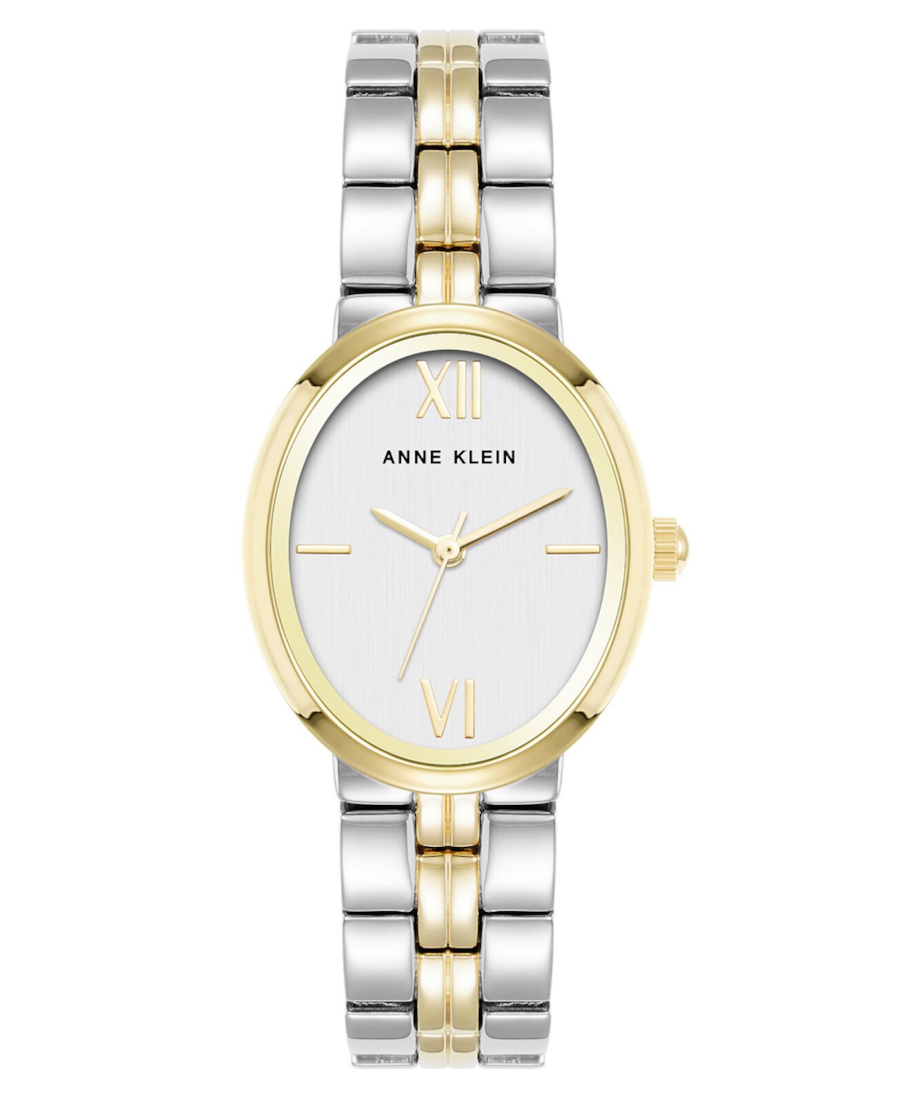 Кварцевые часы Anne Klein Минималистичные Oval Двухцветные Металлические Браслет, 26mm Anne Klein