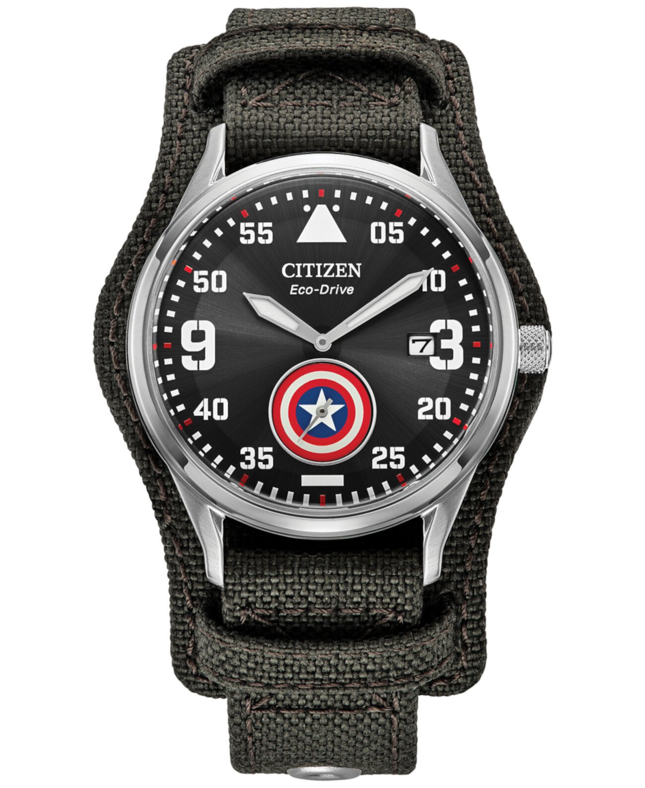 Механические часы Citizen Eco-Drive Мужские Marvel Captain America Forever с серым тканевым ремешком, 40мм Citizen