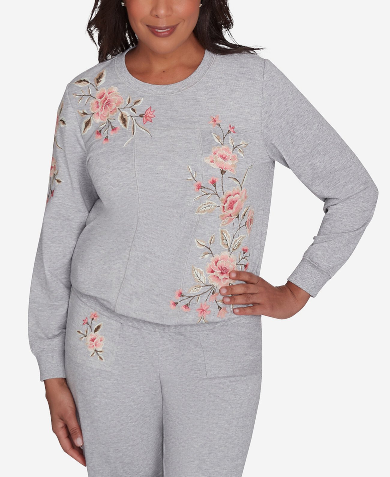 Женская Блузка Alfred Dunner Floral Embroidered Long Sleeve Alfred Dunner