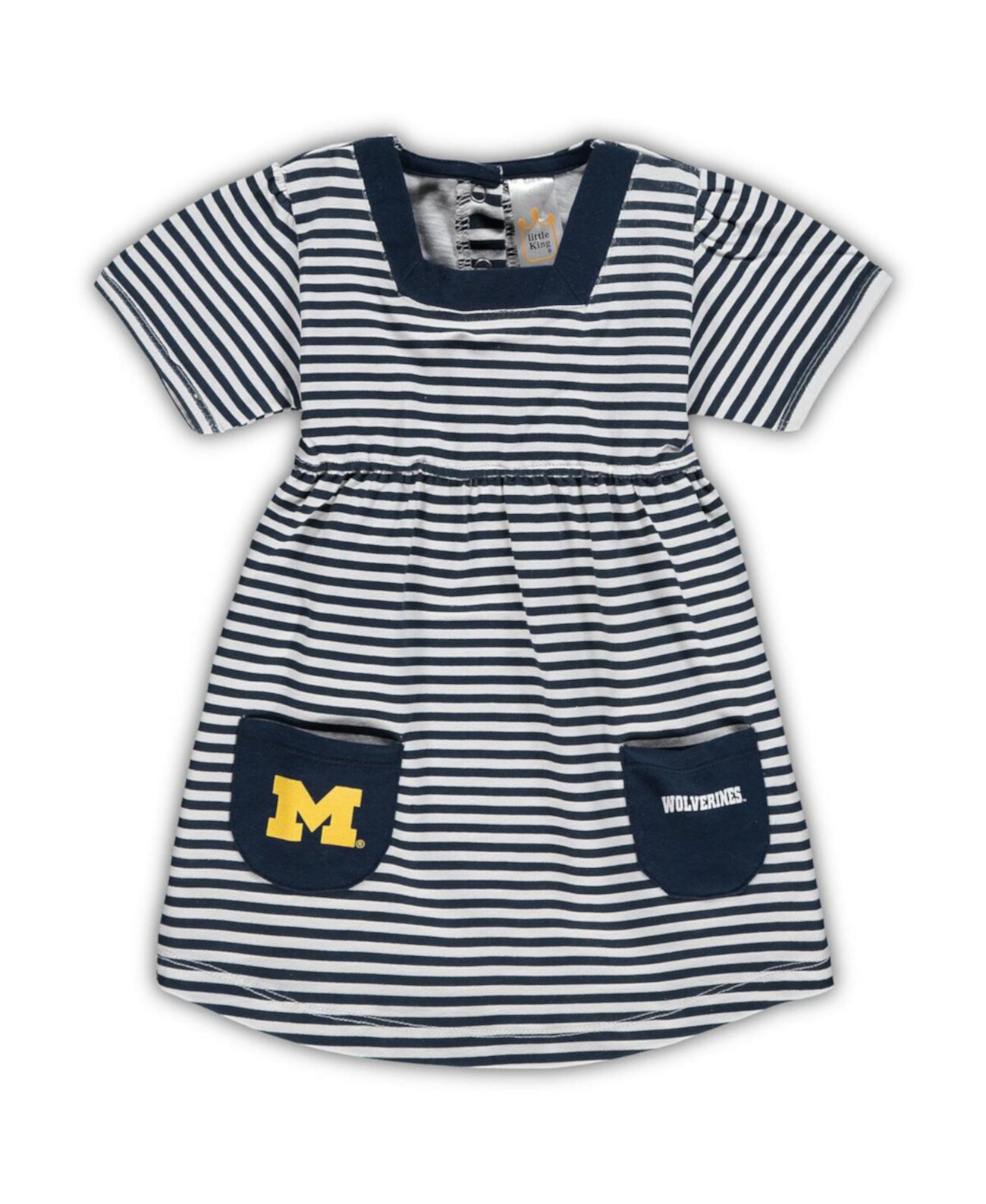 Детское платье в полоску Michigan Wolverines с карманами из 100% хлопка Little King Apparel