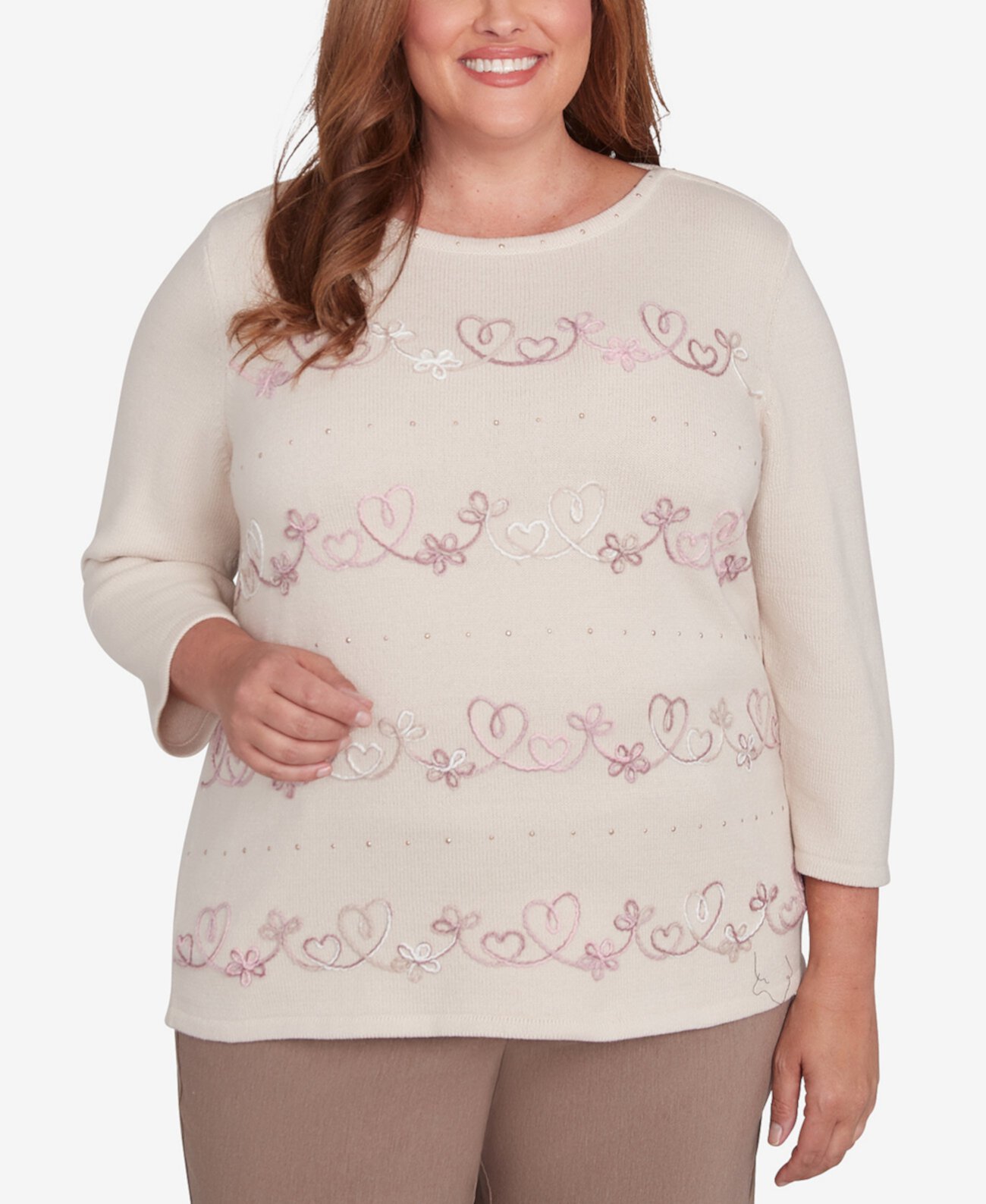 Женский Свитер Alfred Dunner Plus Size Telluride Biadere Hearts Alfred Dunner