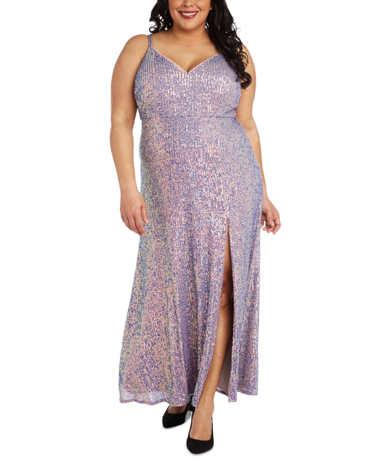 Plus Size Sequinned High-Slit Dress Morgan & Co.