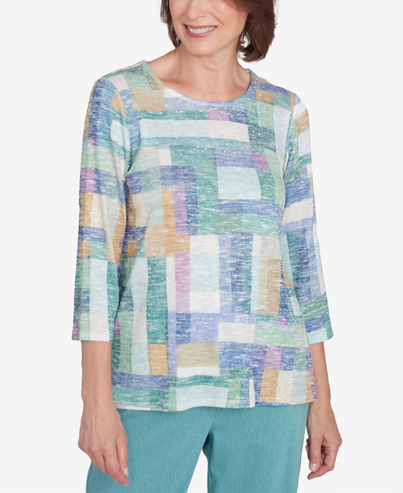 Женская Блузка Alfred Dunner Lake Victoria Lake Hues Colorblock Top Alfred Dunner