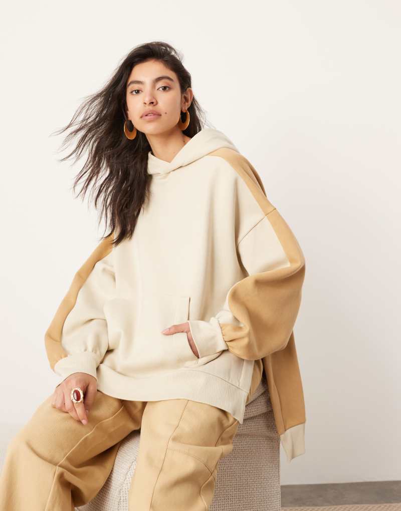 Худи ASOS EDITION oversize с разрезами и капюшоном в цветах верблюжий и овсянка Asos Edition