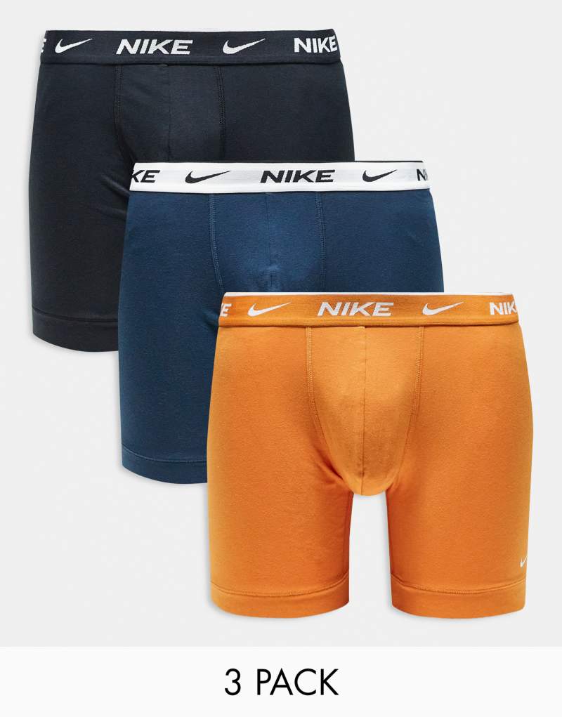 Мужские Боксеры Nike Everyday Cotton Stretch 3 упаковка черный/синий/оранжевый Nike