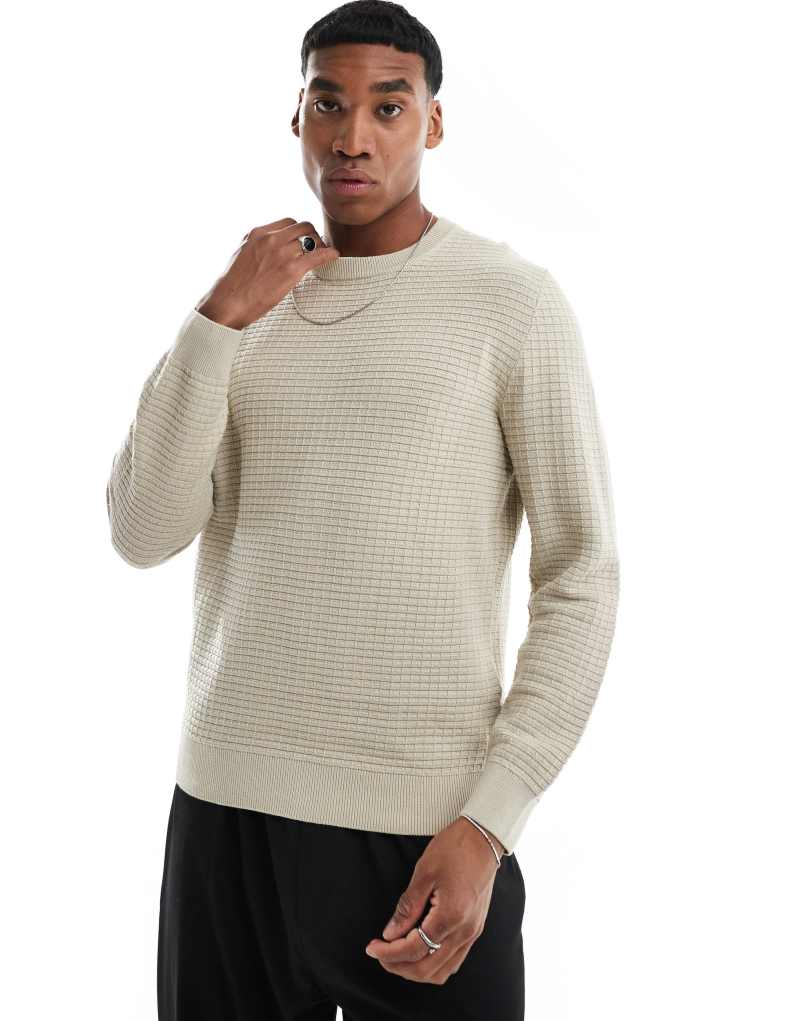 Мужской Свитер Only & Sons Waffle Crew Neck Beige Only & Sons