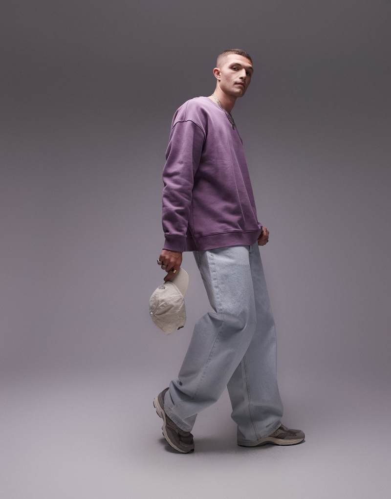 Мужская Толстовка Topman Oversized в Фиолетовом TOPMAN