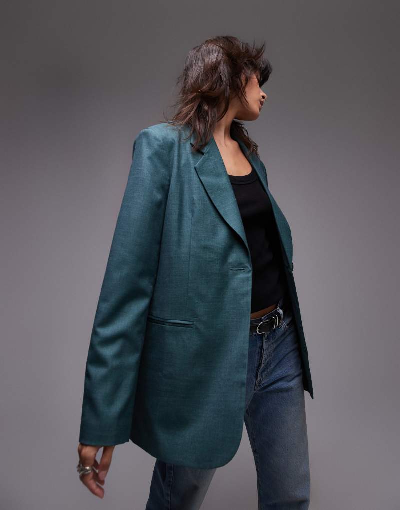 Topshop blazer in green TOPSHOP