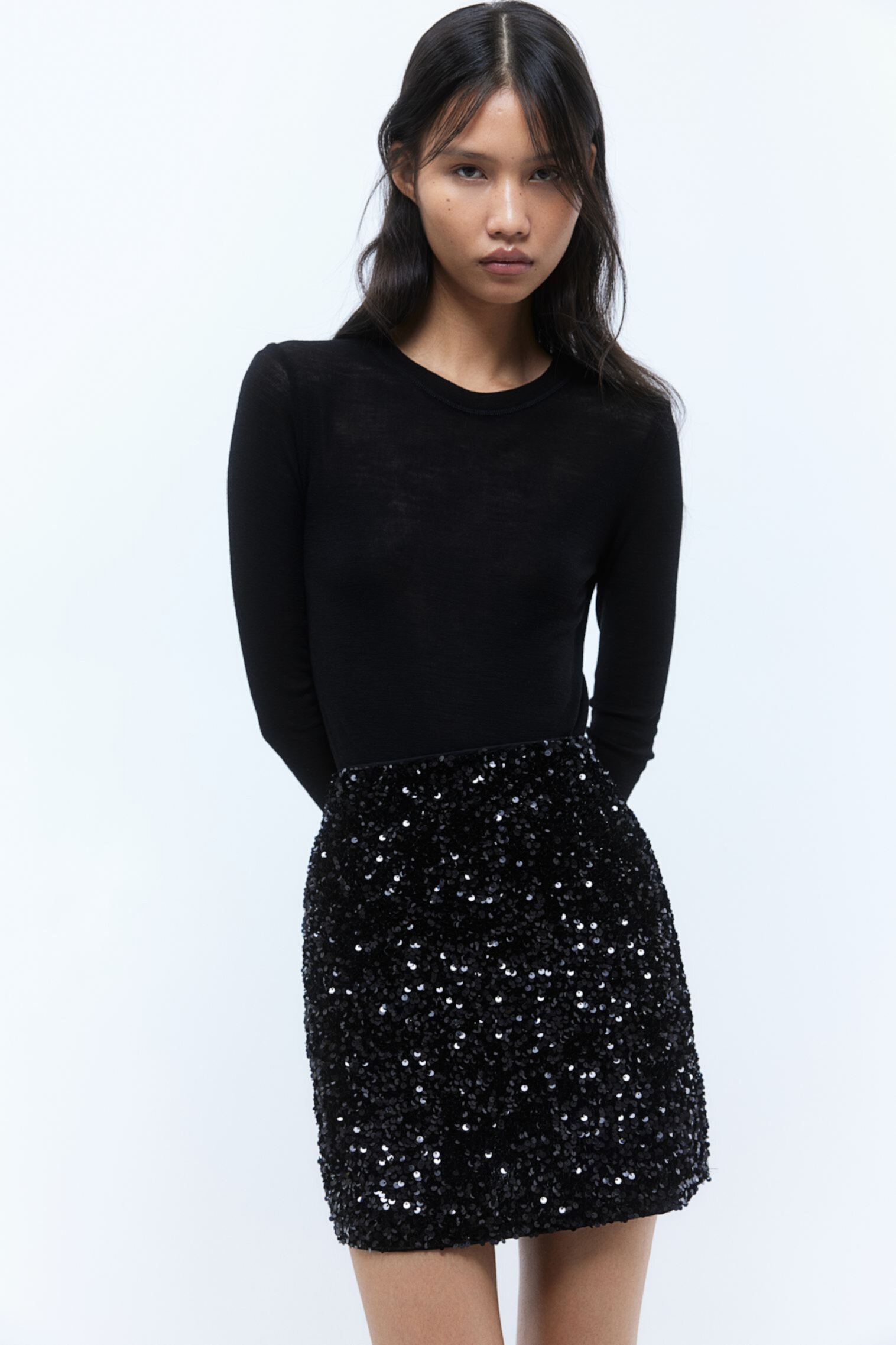 Женская Юбка миди H&M Sequined Mini Skirt H&M