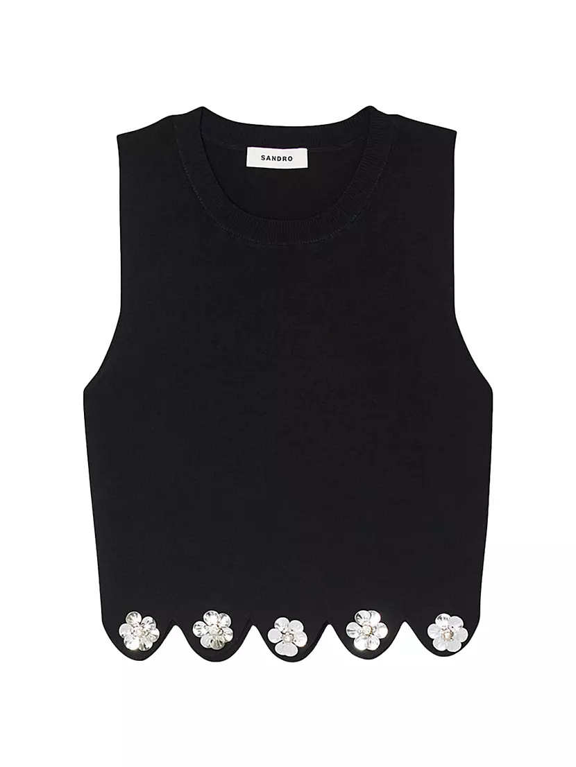 Женская Укороченная футболка Sandro Knit Crop Top Sandro