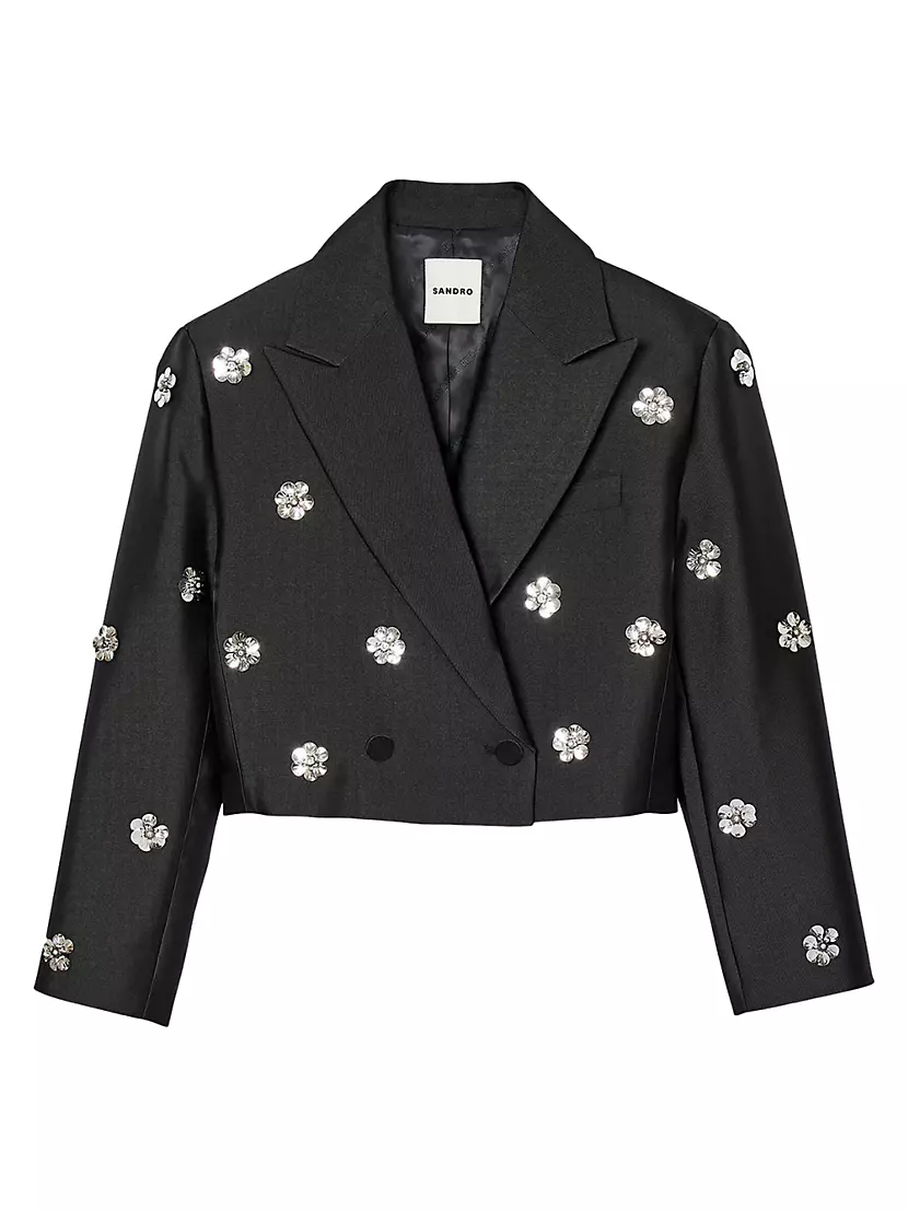 Short Satin-Look Floral Jacket Sandro