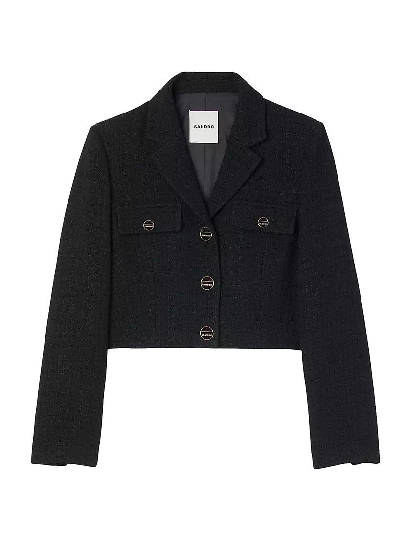 Cropped tweed button-up jacket Sandro