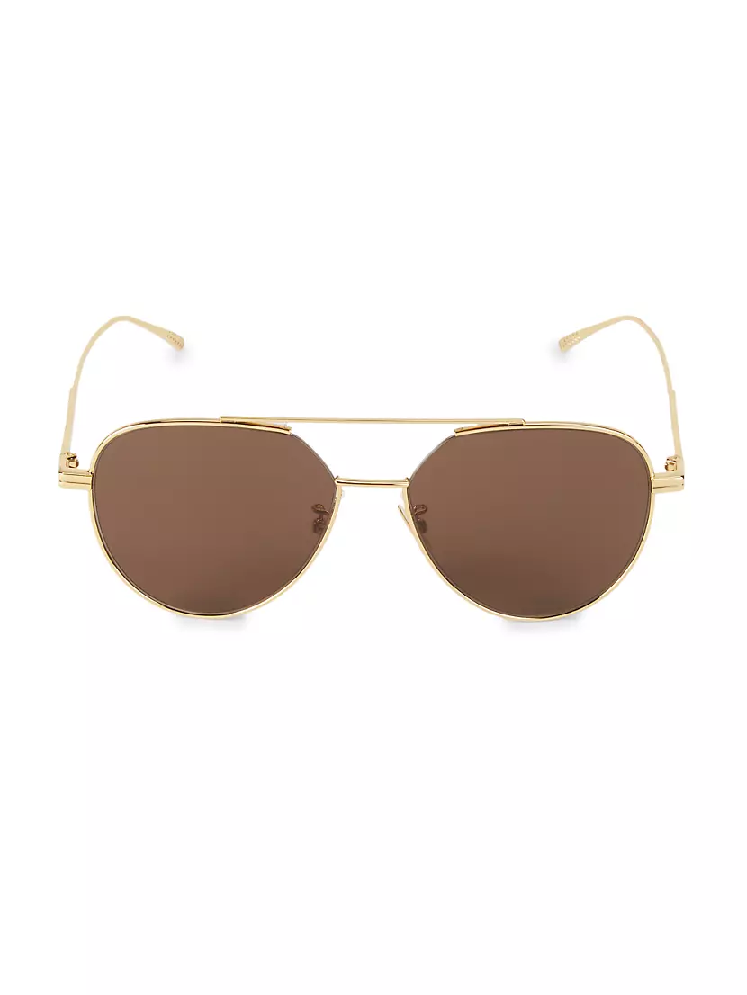 57MM Browline Aviator Sunglasses Bottega Veneta