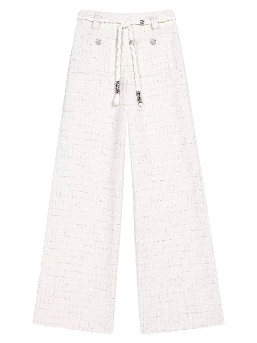 Metallic Thread Tweed Trousers Maje