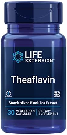 Life Extension Theaflavin Standardized Extract – Tea Leaf Flavonoids, Arterial Health Support, Helps Maintain Already-Heathy Cholesterol – Gluten-Free, Non-GMO, Vegetarian – 30 Capsules (Капсулы) Life Extension