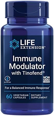 Life Extension Immune Modulator with Tinofend®, Powerful Immune Health Support, standardized Tinospora Plant Extract, Gluten-Free, Non-GMO, Vegetarian, 60 Capsules (Капсулы) Life Extension