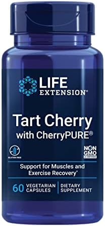 Life Extension Tart Cherry with CherryPURE®, anthocyanins, oxidative Stress, Muscle Recovery, Exercise Support, Muscle Comfort, Vegetarian, Gluten-Free, Non-GMO, 60 Capsules (Капсулы) Life Extension